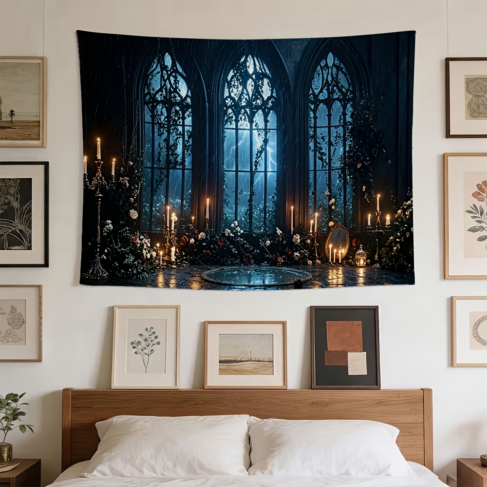Gothic Cathedral Stormy Night Photography Backdrop