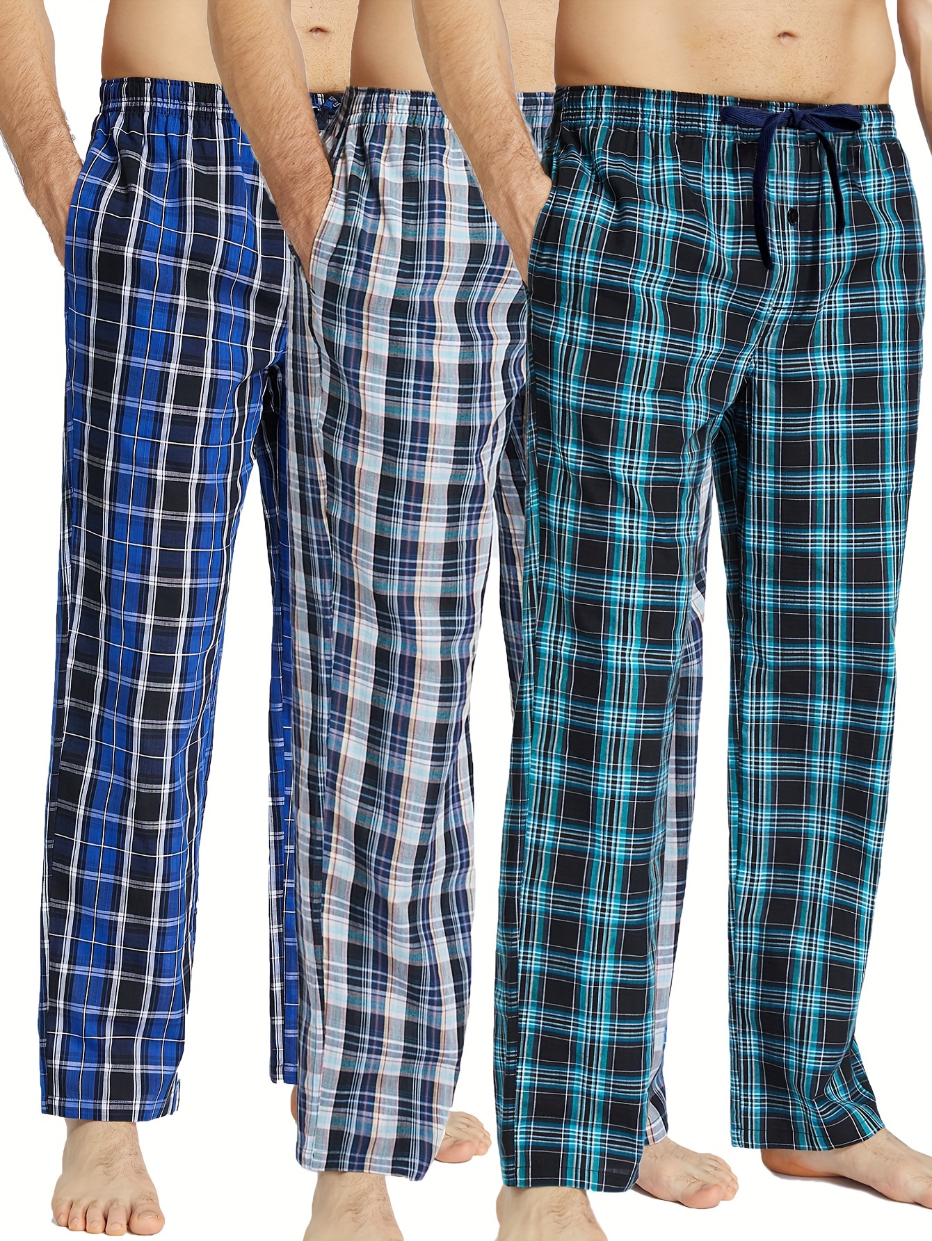 Classic Plaid Pajama Pants Men's Loose Loungewear Comfy - Temu Mexico