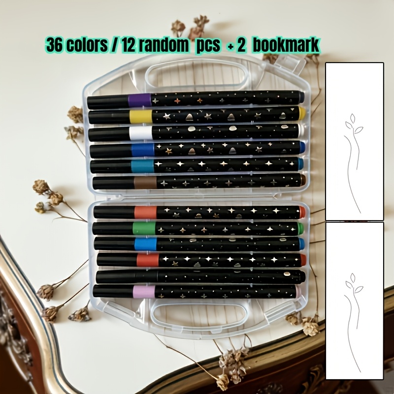 TEMU Rotuladores de de 36 colores / Aleatorios 12 piezas y 2 piezas de marcadores, bolígrafos de con tinta a base de agua, bolígrafos de metálico,