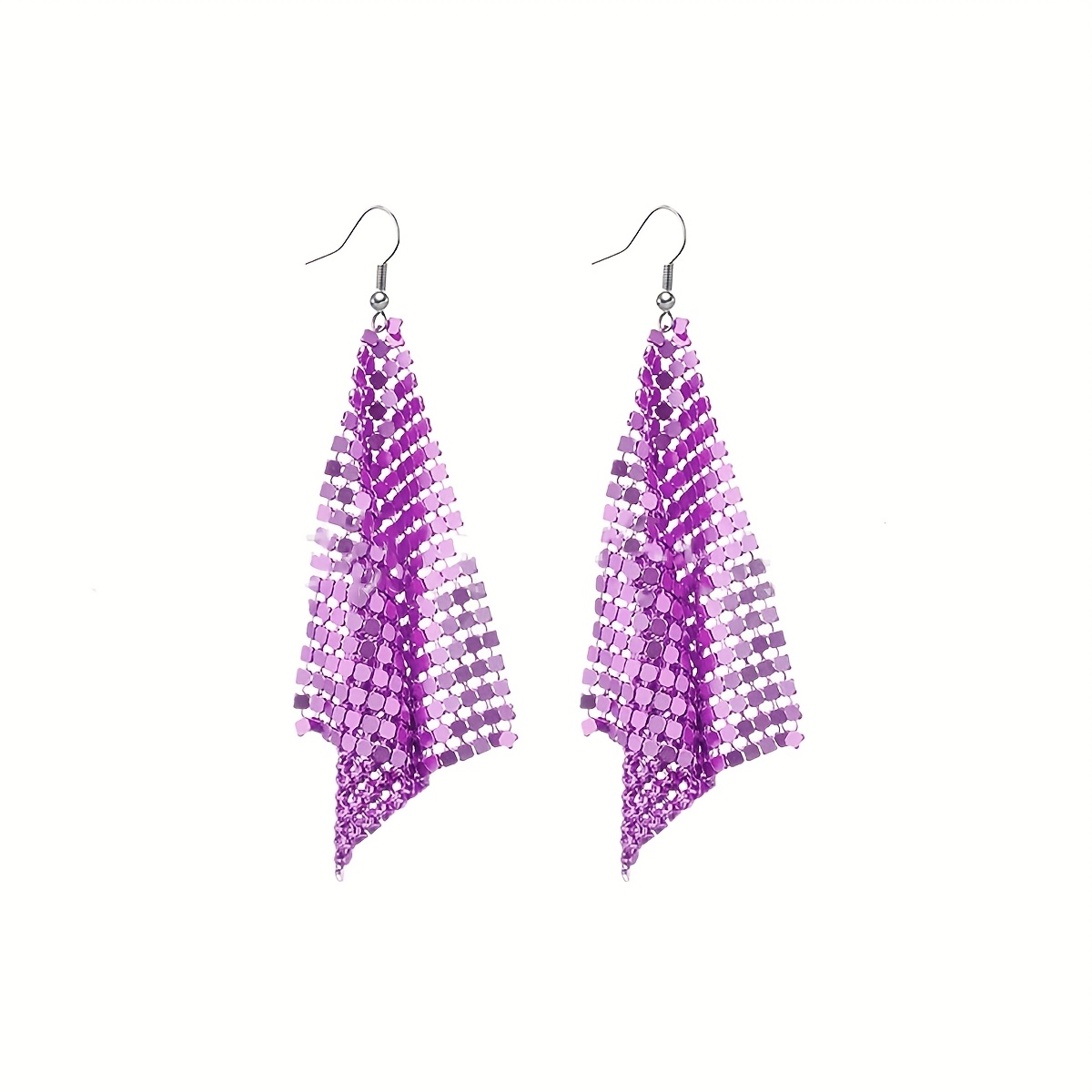 TEMU de Lentejuelas Elegante con Borlas, Pendientes Colgantes Geométricos , Aretes Largos Brillantes para Mujer