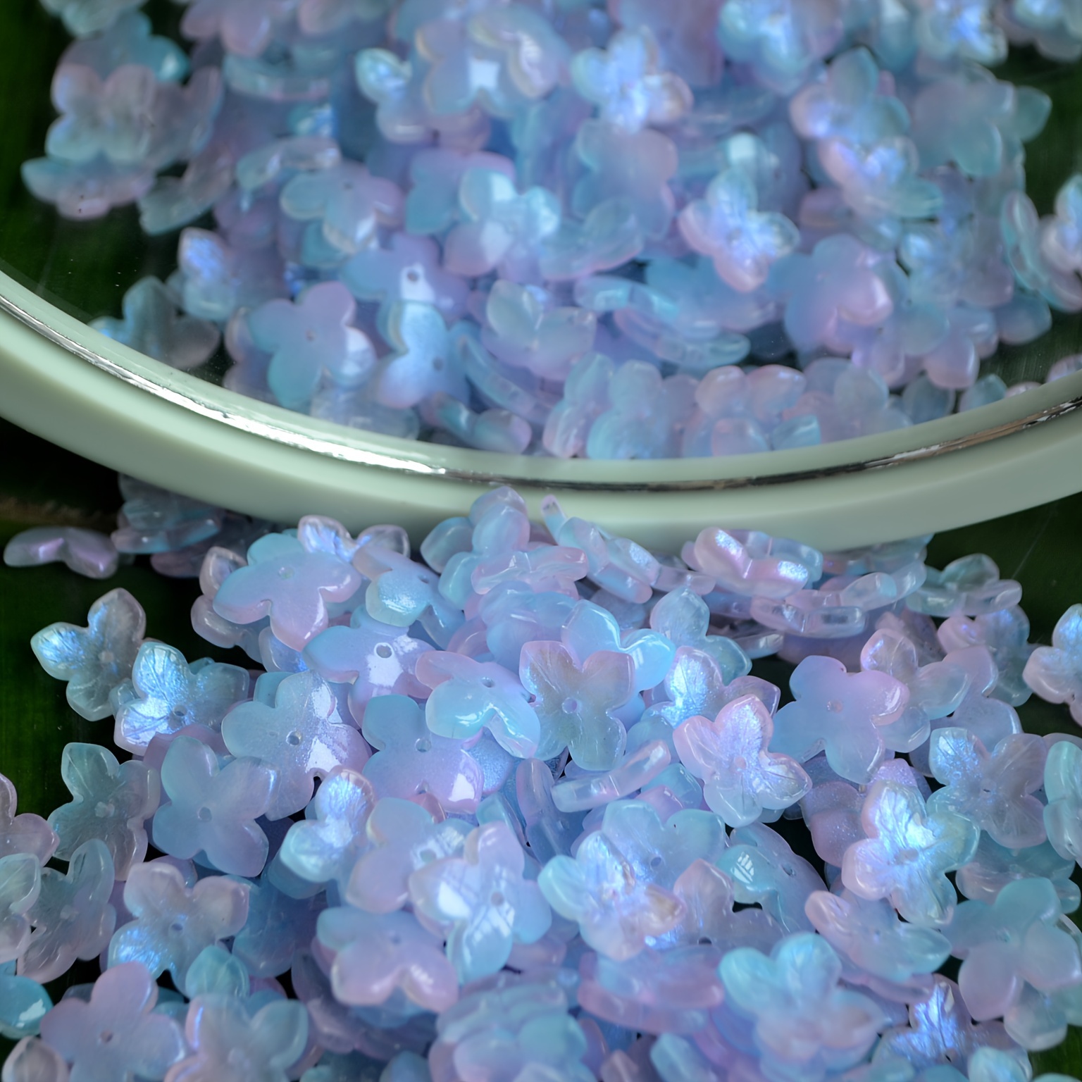 

50pcs Glass Gradient Hydrangea Flower Beads Assortment For Jewelry Making, Diy Bracelets, Necklaces, Hair Accessories, Earrings, Charms - Handmade Craft Supplies