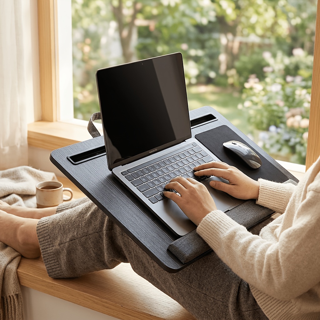 Image of Multifunctional Laptop Desk, Portable Desk With For , Computer Desk With Wrist Rest, Tablet And Phone Slot, And Mouse Pad, Notebook Table Suitable For Home Office, Study, Or Dormitory Use