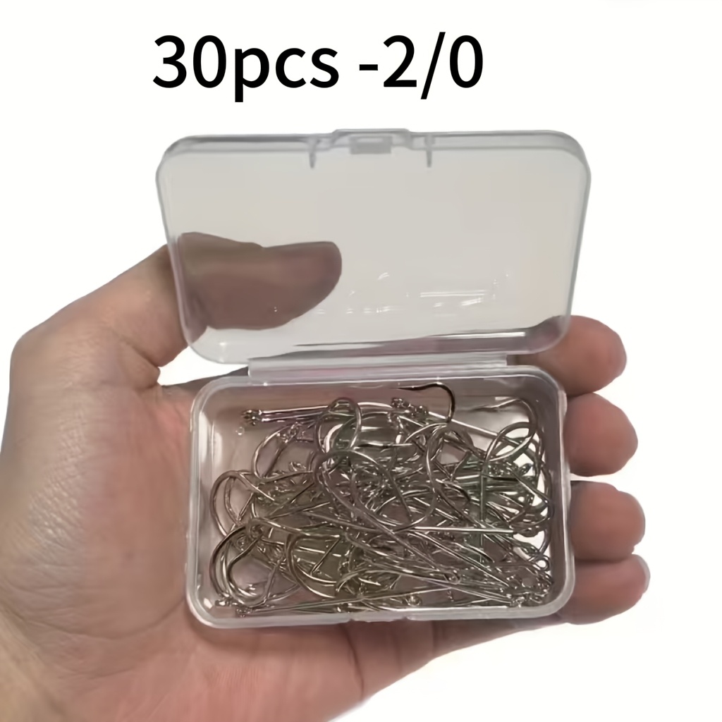 TEMU 30pcs High Carbon Steel Long Shank Fishing Hooks – Extra Strong Barbed Eye Hooks For Saltwater & Freshwater, Sharp & Durable, Multiple Sizes