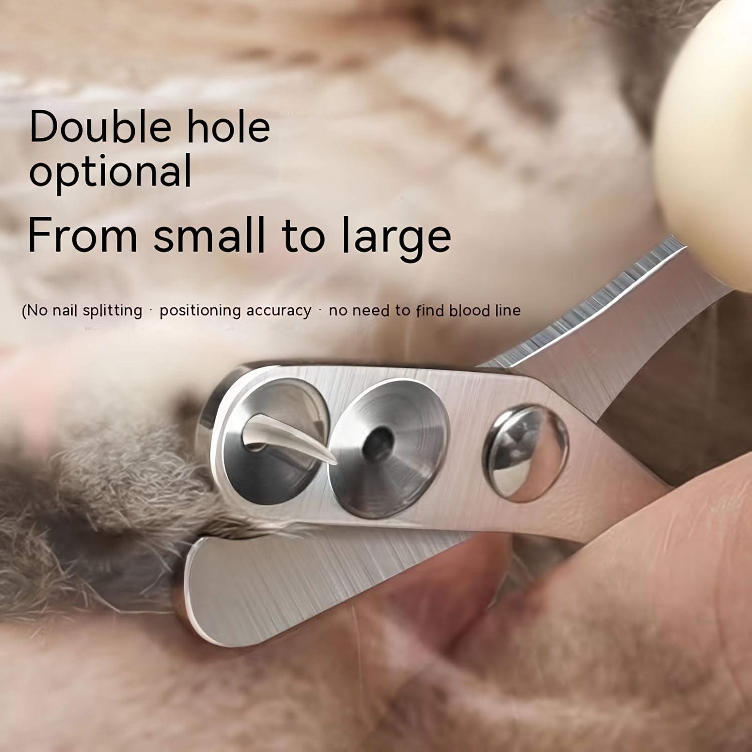 Custom Newly Upgraded Design Cat&Dog Nail Clipper Personalized Two Circular Cutting Holes of Different Size(2mm&4mm)-Avoid Over Cutting Pet Nail Clippers -Professional Paw Trimmer Set for Pet