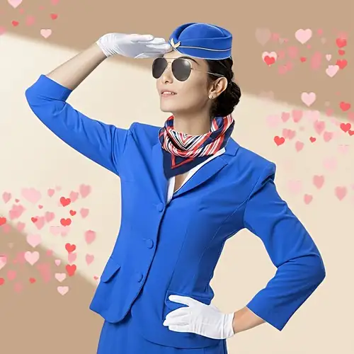 Set Accessori Cosplay Hostess Volo - 4 Pezzi, Con Cappello, Sciarpa, Guanti E Occhiali - Foto 2