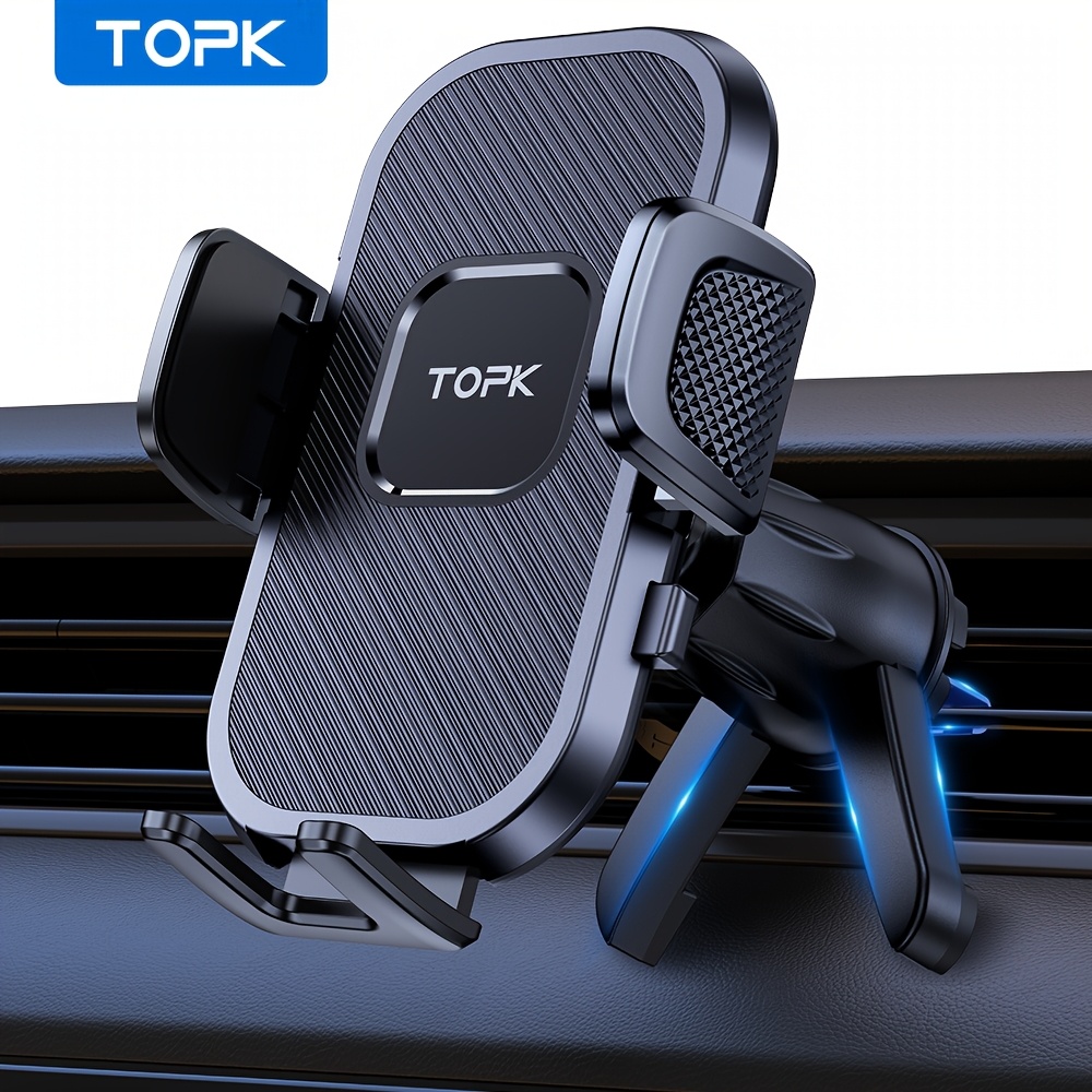 Image of Topk Car Phone Holder Mount, [upgraded Support Function] Metal Hook Cell Phone Holder For Car Air Vent Compatible With All Phones