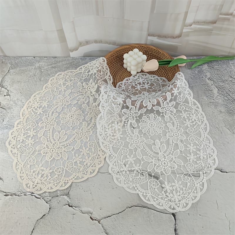 item picture 1  embroidery table mat french crochet tableware table mat fabric table mat table mat coffee table   decorative table mat tablecloth cover cloth christmas decorative table mat is suitable for holiday   use
