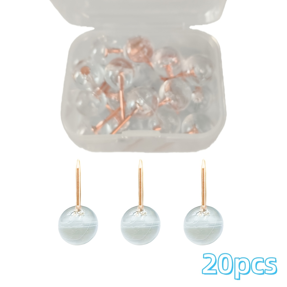 20/120 Transparent Push Pins With Plastic Case, Round Head Cork Pins, Clear Thumbtacks, Bulletin Board Pins For Home, Office Message Boards, Photo Walls