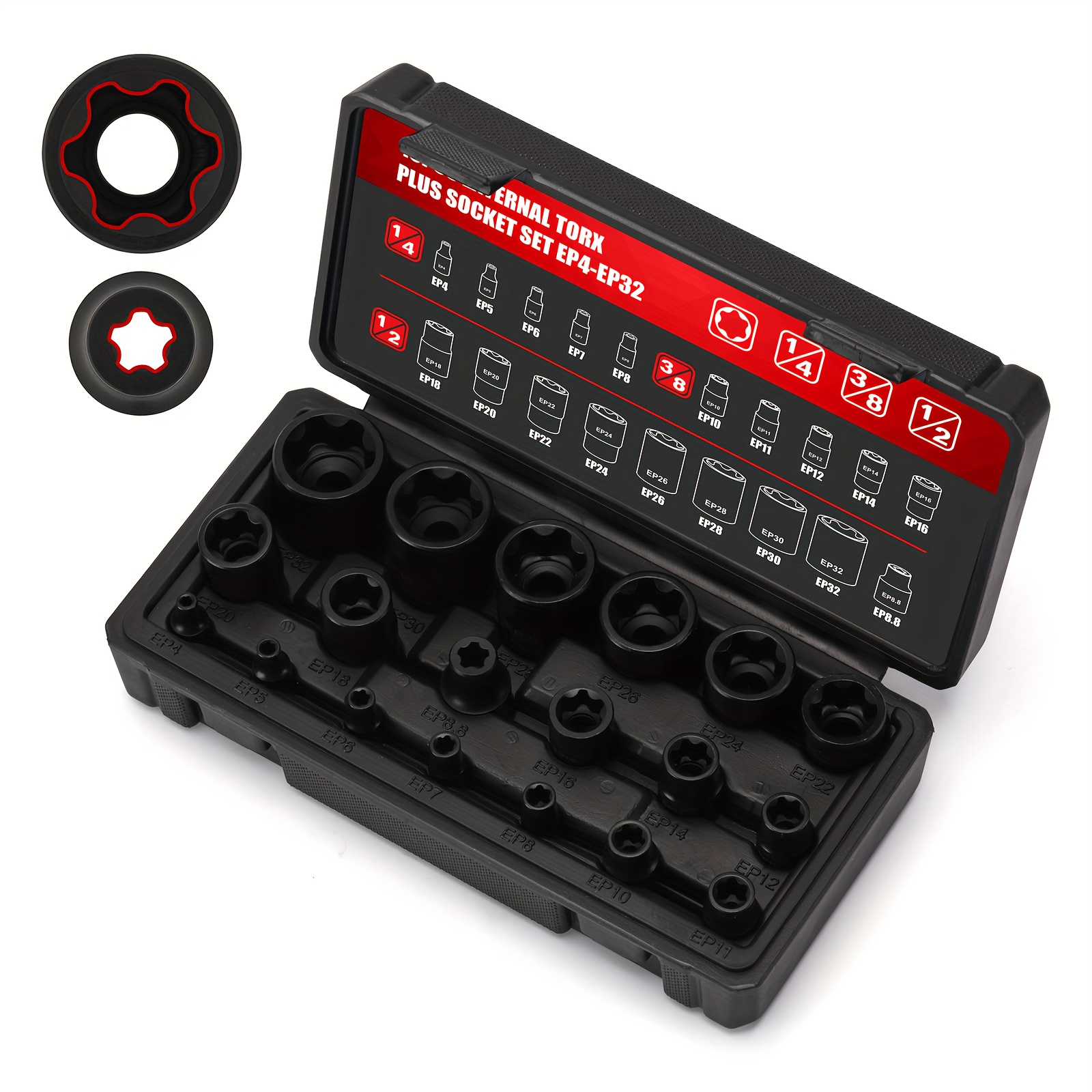Ks Tools Coffret Torque Plus Sockets 8 Point Socket Set DPTOOL External Torx Plus Socket Set 6 Point EP Socket EP4, EP5, EP6, EP7, EP8, EP10, EP11, EP12, EP14, EP16, EP18, EP20