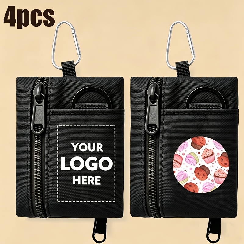 TEMU Set da 4 pezzi borsa da donna personalizzata: personalizzazione per motivi//, ecc. Portamonete, portafoglio piccolo unisex da esterno in tessuto