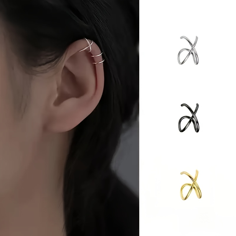 Double Layer Stainless Steel Ear Clip Cuff Earrings