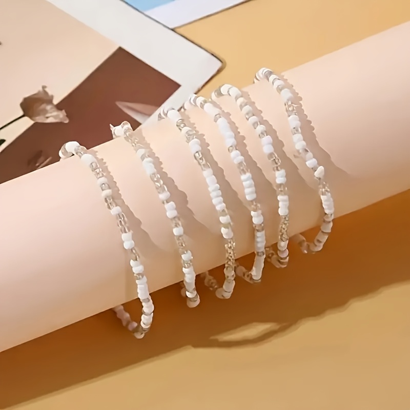 10pcs Bohemian Beach Beaded Anklet Multi-Layer Stackable Set