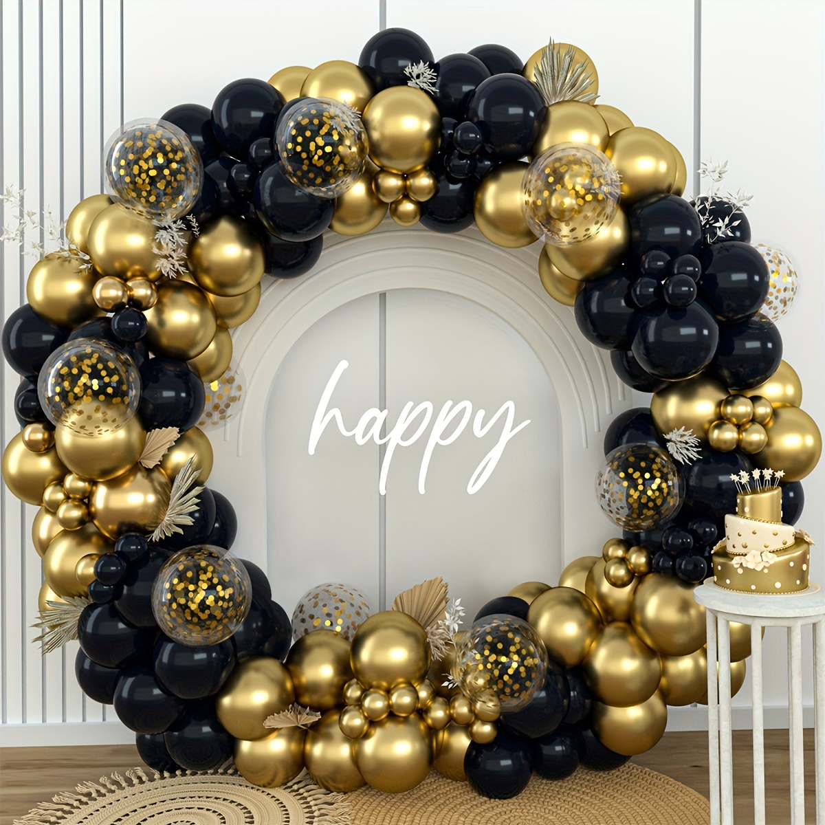 

152pcs, Black And Golden Arch Kit, 5in 10in 12in Black Golden Confetti Balloons For Graduation Party, Wedding Decor, Scene Decor, Birthday Party Supplies