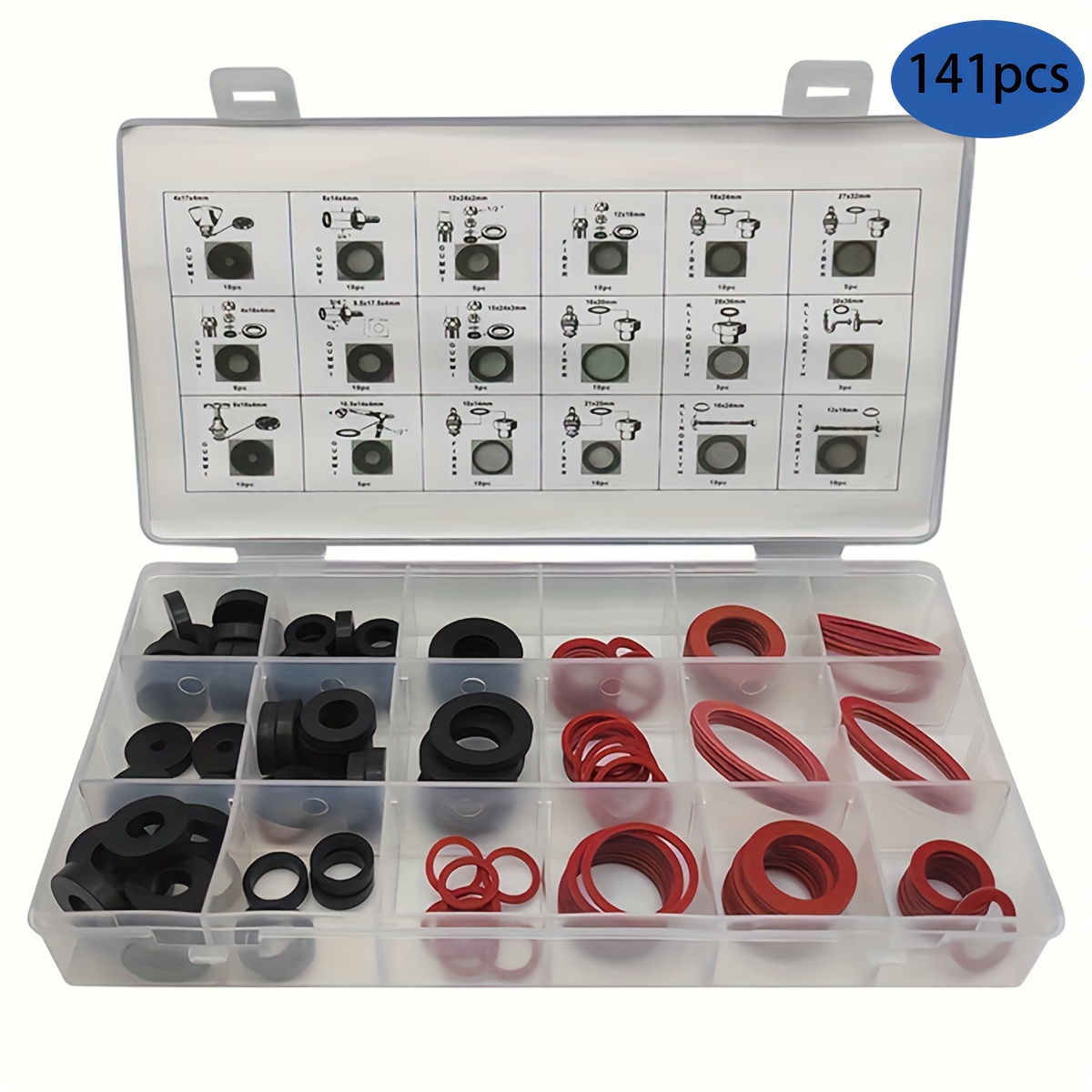 141pc Plumbing Gasket Set, High Temperature Resistant Rubber Ring, O-ring Sealing Ring, Paper Set