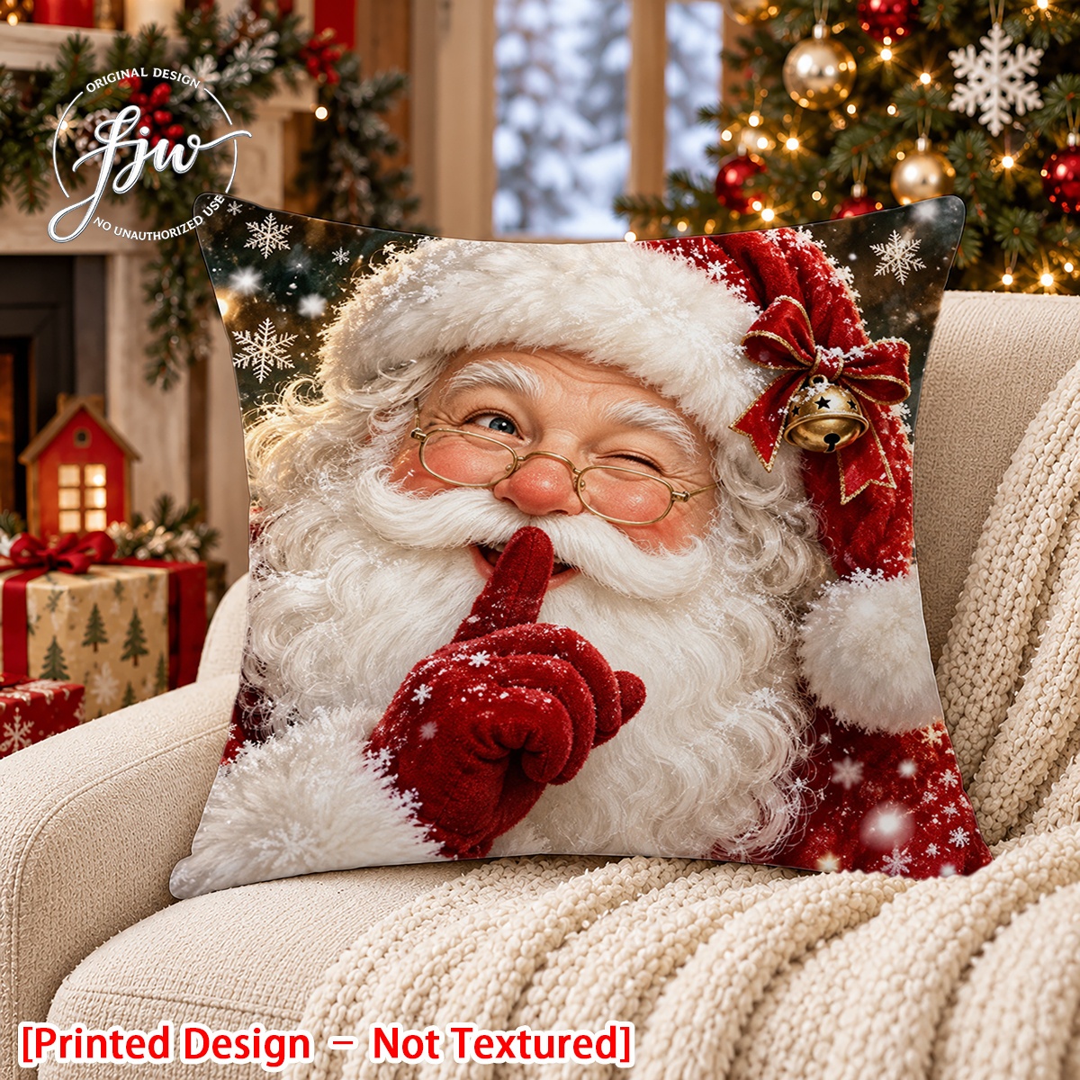 TEMU 2d Flat-1pc Cute And Santa Claus Pillowcase, Christmas Atmosphere Cushion Cover, Featuring A Flat 2d Printing Process. A Light- Decorative