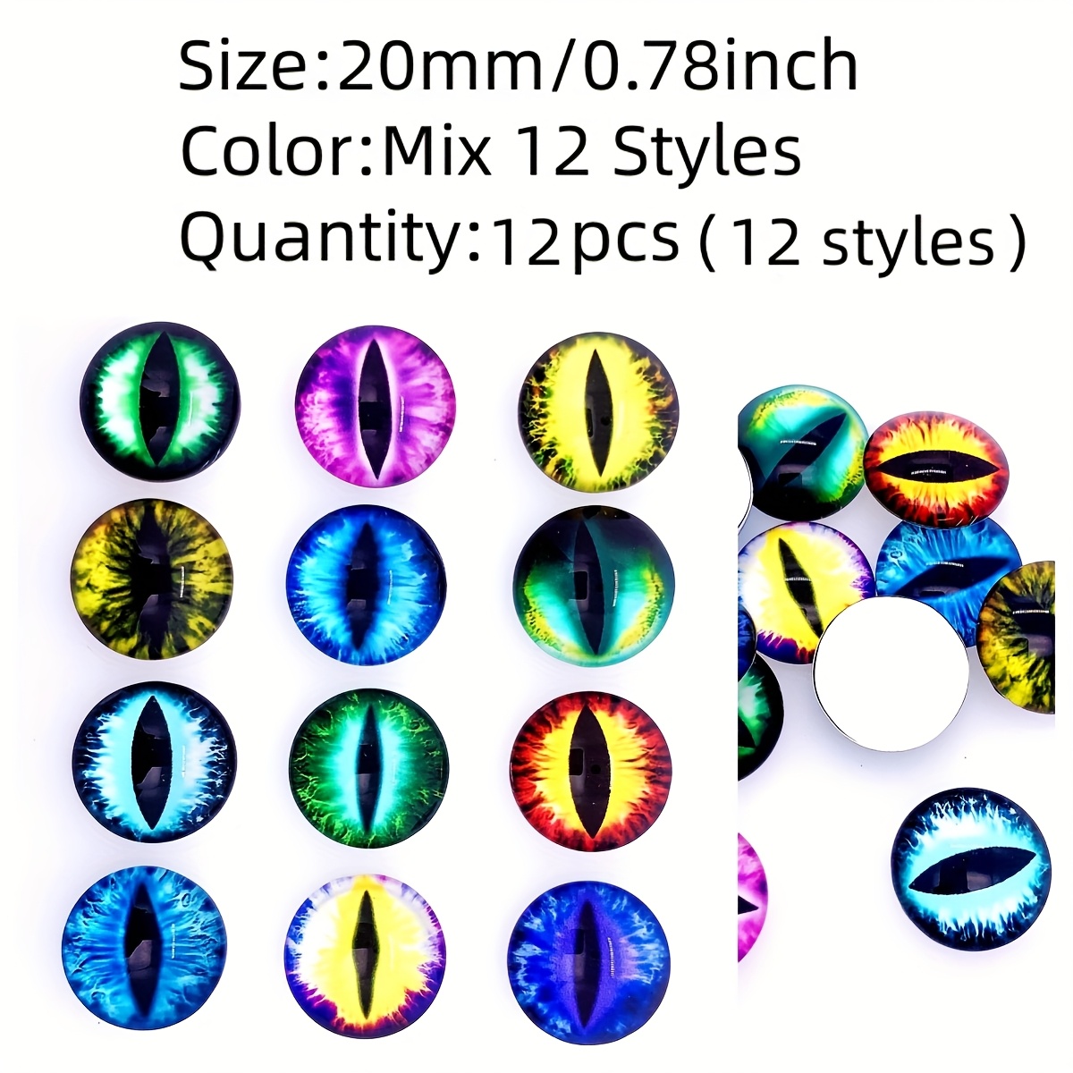 Image of 6mm/8mm/12mm 50pcs (25pairs) 20mm 12pcs (12styles) Glass Cabochon Owl For Clay Doll Making Sculptures Props Craft Findings Jewelry Making, Handmade Materials, Diy Handmade Materials