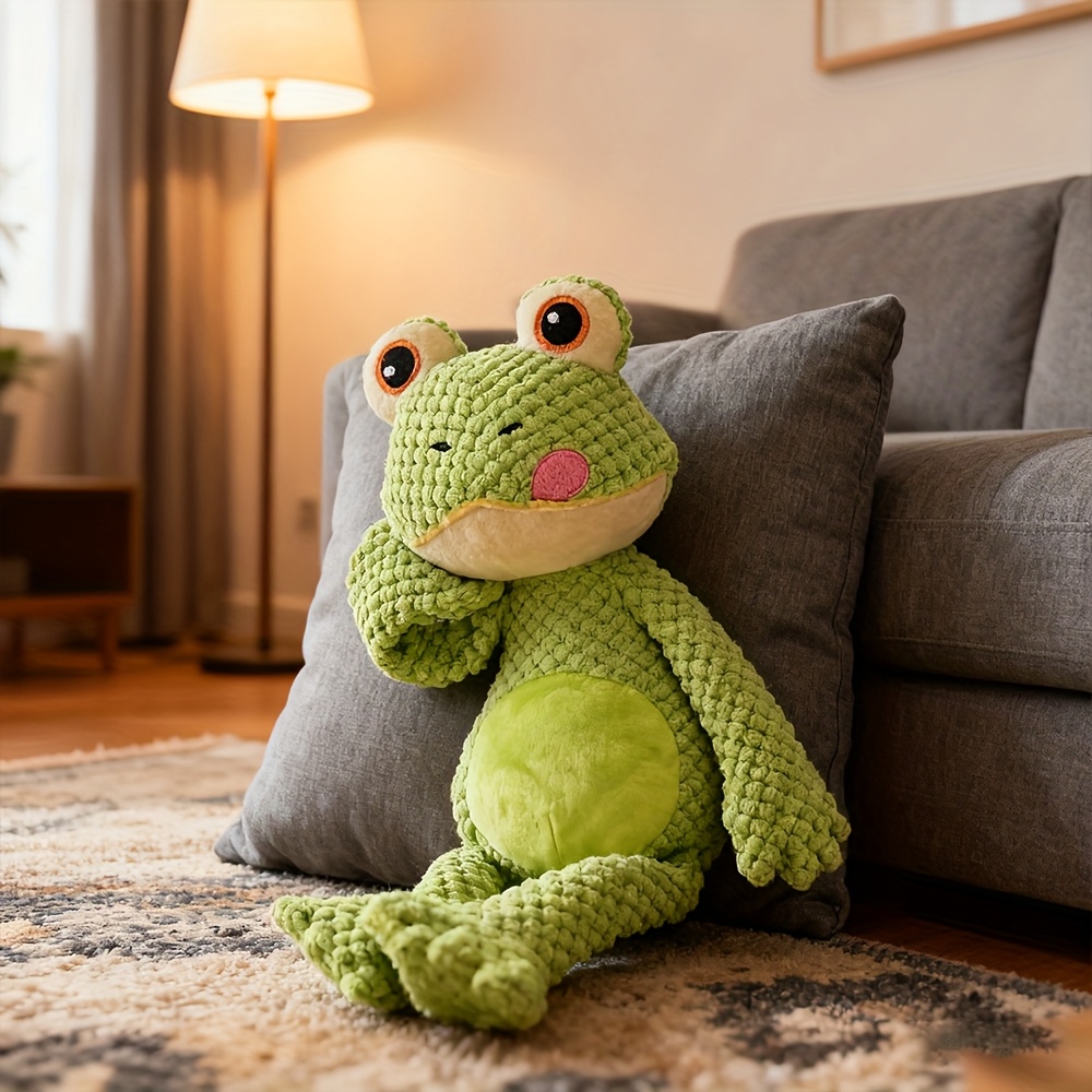 Interactive Squeaky Plush Frog Dog Toy With Upgraded Embellished Eyes & Loud - Chew-resistant No-filling Design Suitable For Small, Medium & Large Dogs - Durable Teething Puppy Chewer Companion Gift