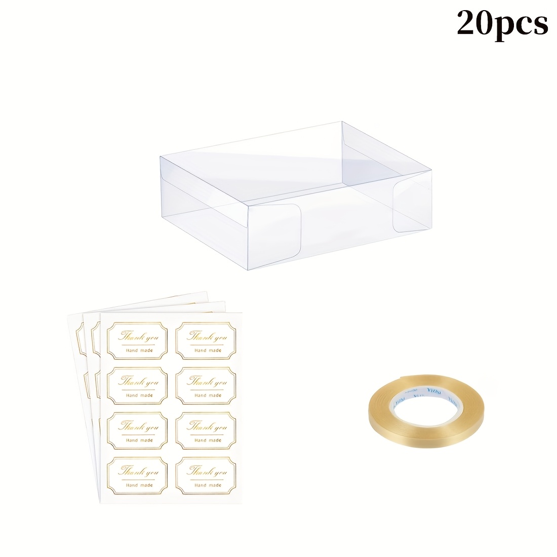 E-shop Geschenk für Sie/Ihn – 20 Stück transparente PVC-Geschenkbox, Größe 3,9 x 3,9 x 1,18 Zoll, PVC Hochzeitsgeschenkbox für Süßigkeiten, Schokolade,