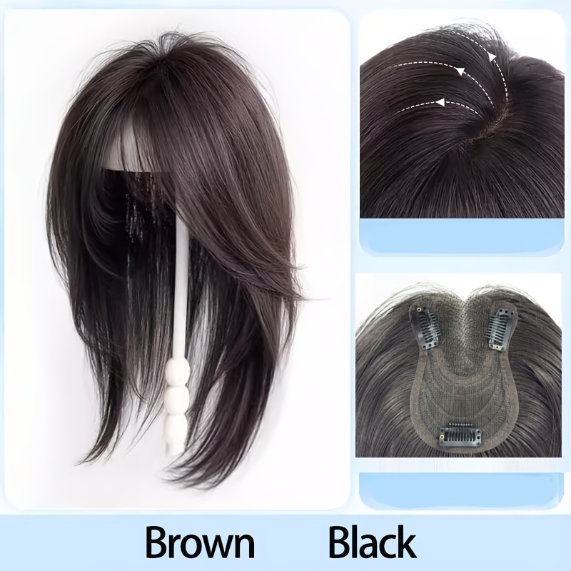 14-inch Clip-in Hair Topper For Women Suitable For Hair Types & Scalp, Straight Synthetic Hairpiece With - Lightweight Hairpiece For Daily Wear, Parties, Cosplay, & Coverage For Bald