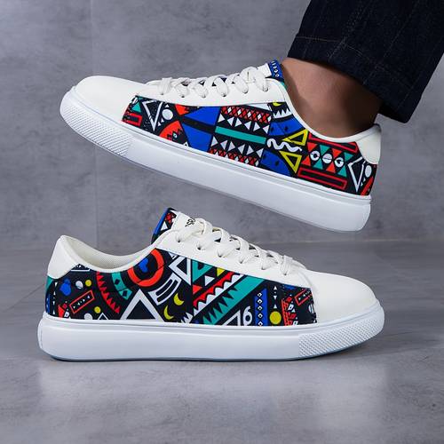 sneakers colorful geometric graffiti road running shoes trendy all match comfortable casual womens shoes