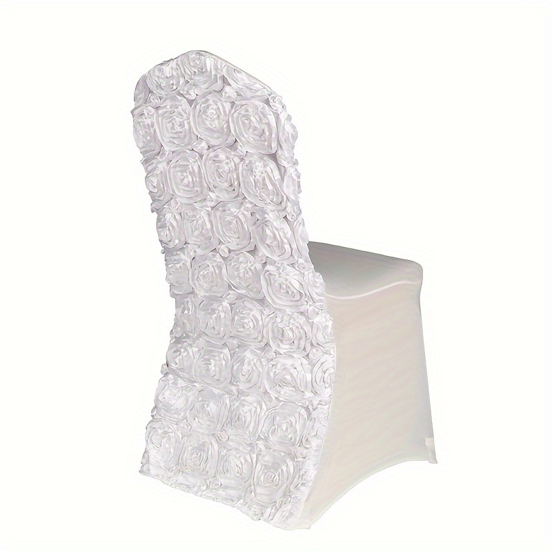 

1pc Elegant Rose Embroidered Chair Slipcover - Suitable For Wedding Banquets And Dining Chairs - Machine Washable Polyester Spandex Cover Home Decor