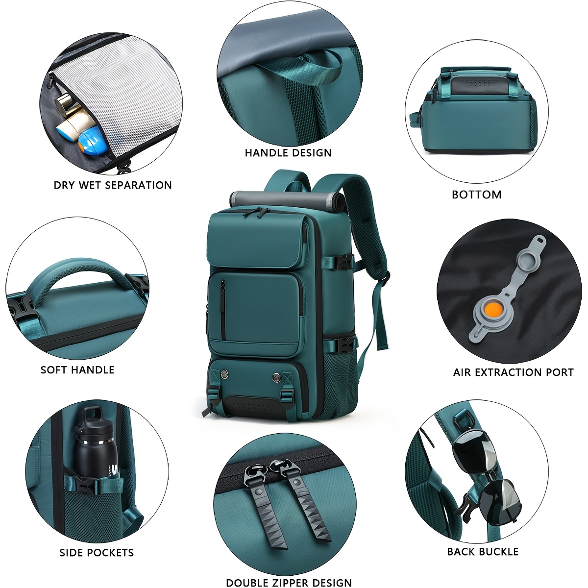 Business Men'S Vacuum Compression Backpack | Multi-functional Shoulder/Handbag, Laptop Compartment, Includes Pump, Ideal for Camping, Hiking, Daily Commute, Foldable, Lightweight, Peacock