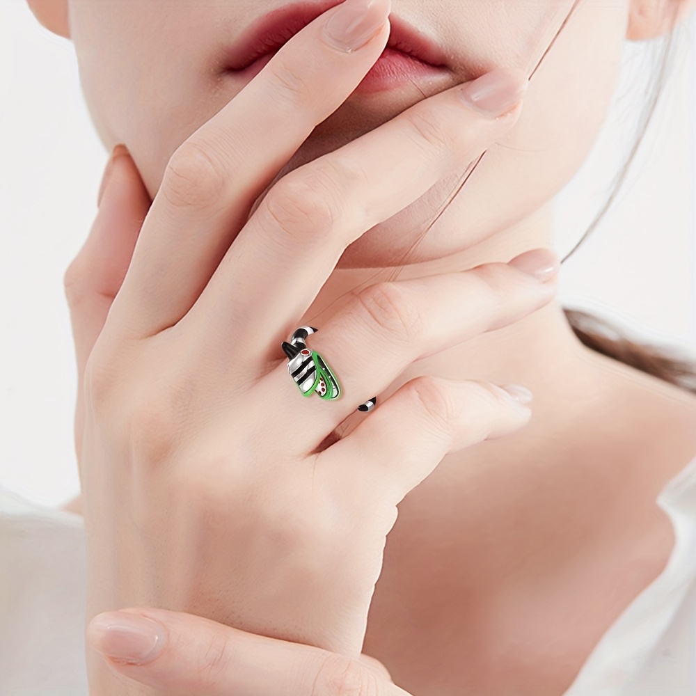 Vintage Boho Style Snake Ring 925 Silver Plated Zirconia Gift