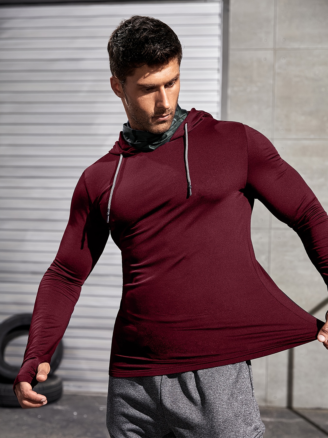 mens sports hoodie with adjustable drawstring