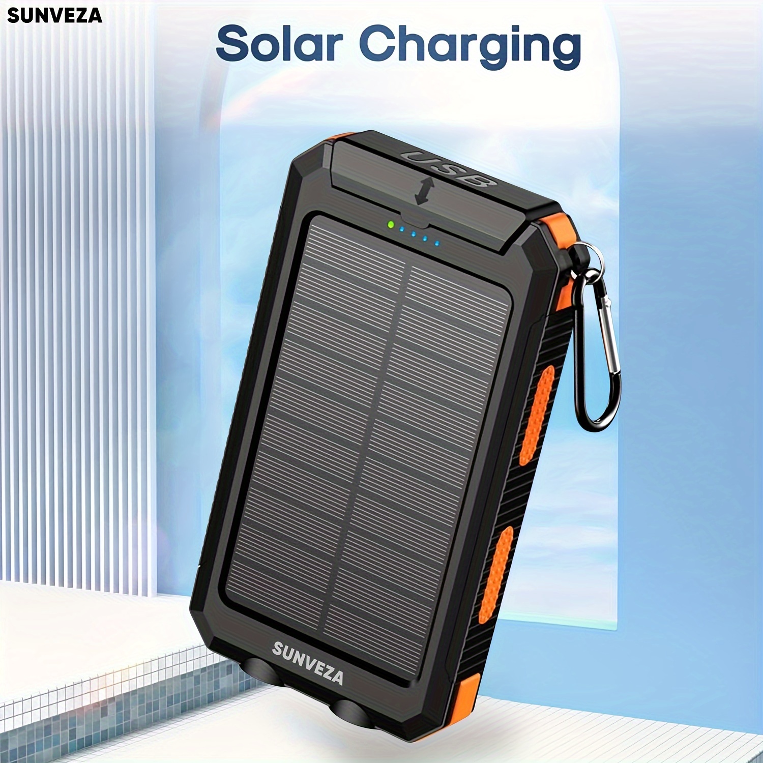 

Sunveza Solar Power Bank, 36800mah Portable Charger With Dual Qc 3.0 And 5v3.1a Usb Fast Charging, Built-in Flashlight, For All Phones Devices (orange)-ymcheng