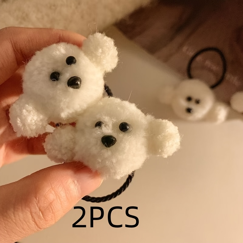 TEMU 2 piezas de ligas para el pelo de peluche de adorable, bandas para el pelo de elasticidad para mujer para accesorios de coleta