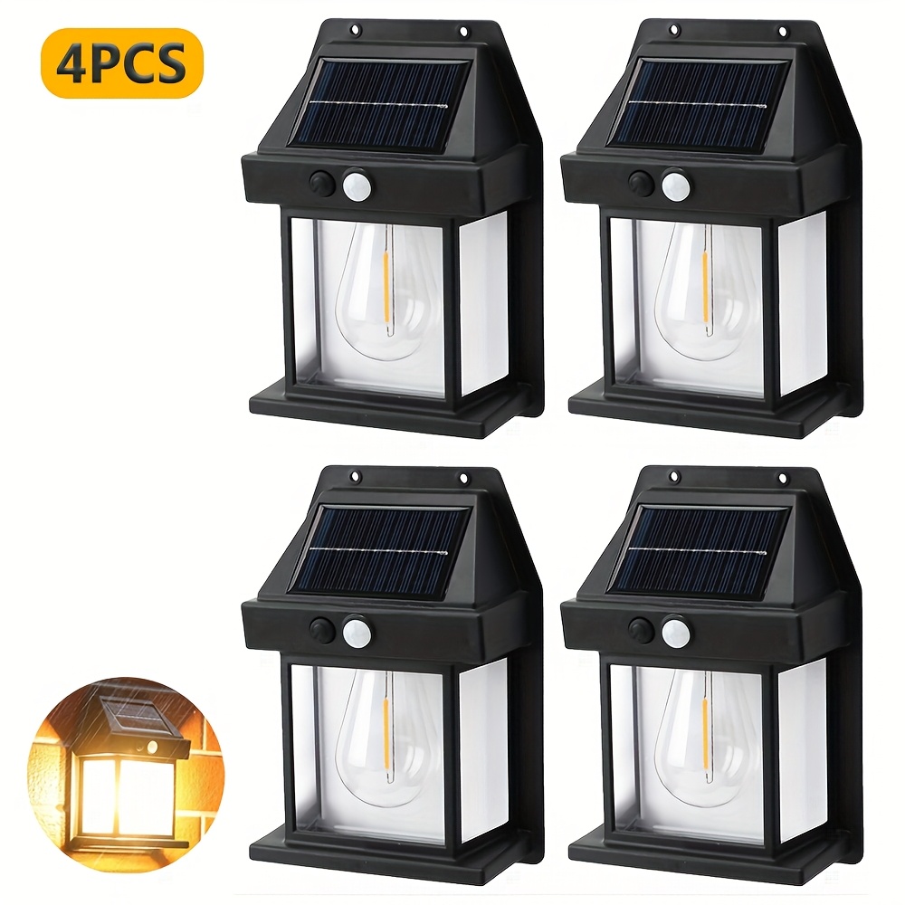 4 stuks Outdoor Zonne-energie Wandlamp met Bewegingssensor Slimme Lamp, Lichtstanden, Zonnelamp voor, Buiten,…: retailer-supplied image
