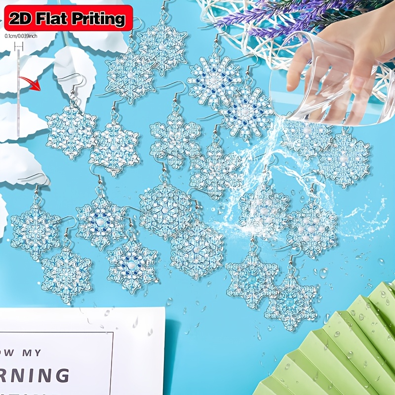 20pcs Snowflake Pattern Diamond Art Earring Set, Winter Theme