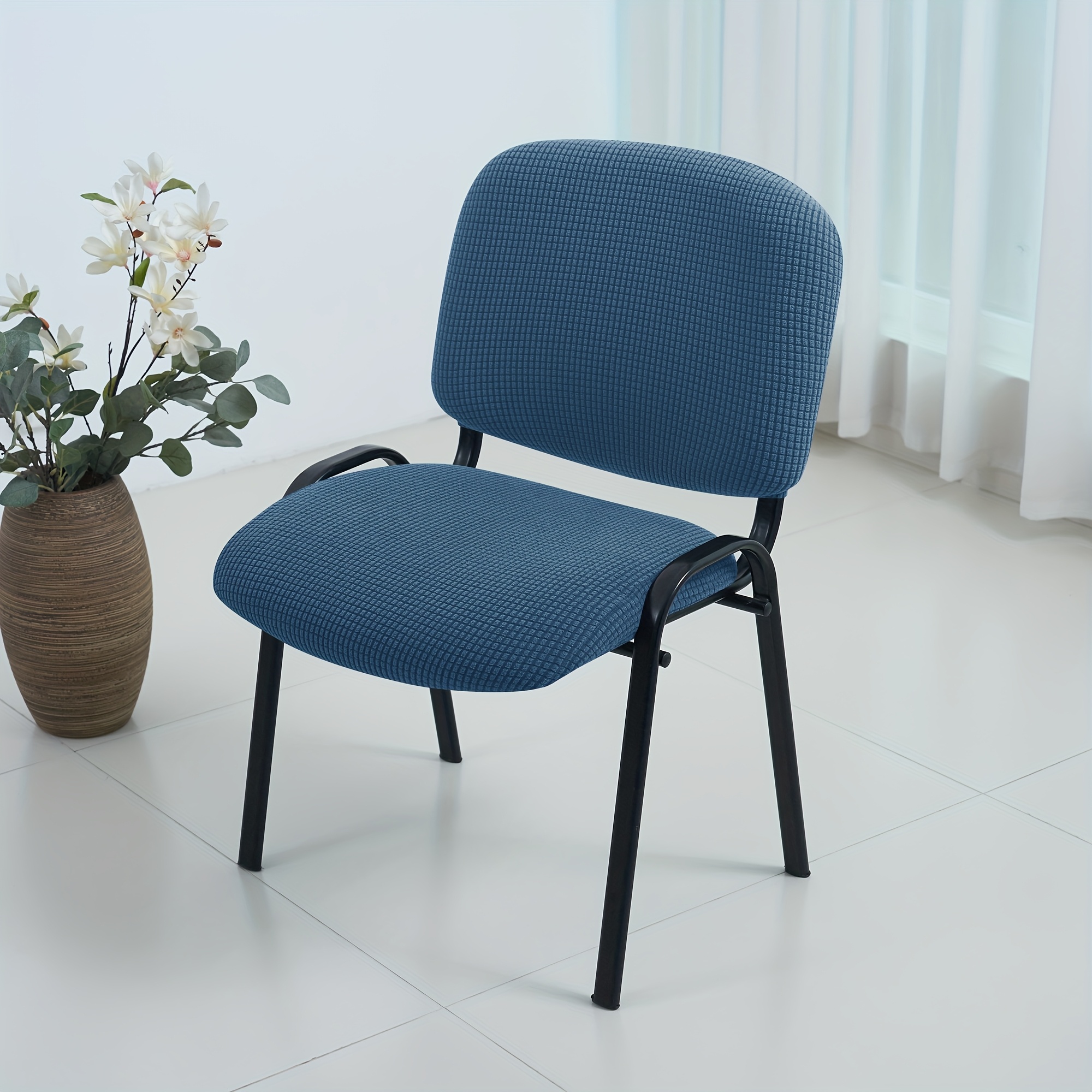 TEMU Corn Velvet Stretch Office Chair Cover Seat Cushion Backrest Split Computer Chair Protective Cover Dining Chair Cover