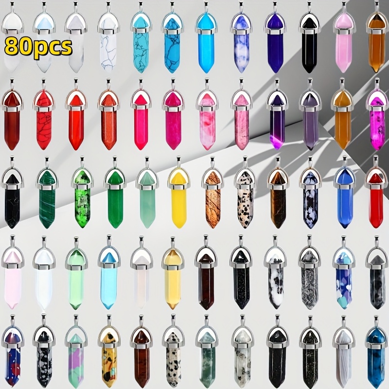 E-shop 80 Stück Bunte Sechseckige Synthetische Edelstein-Anhänger – Mehrfarbige Quarzperlen für Halsketten, Armbänder und Ohrringe – Langlebiges &