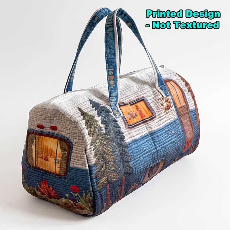 TEMU [printed Design - Not Textured], Van Theme Travel Bags, Weekend Travel , Vintage Style, Overnight Luggage Bag, Suitable For Travel, Picnics,
