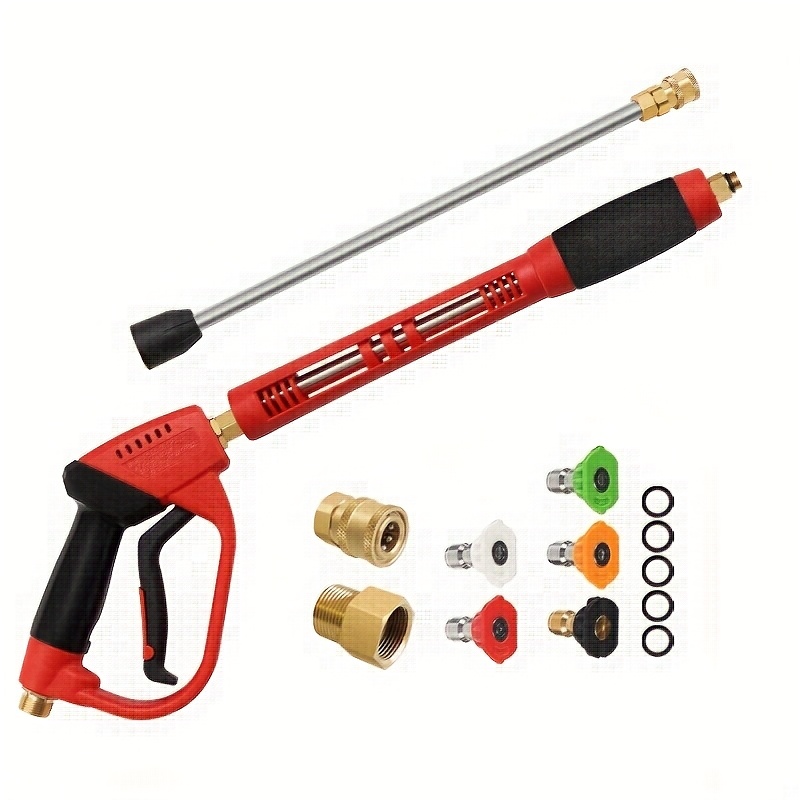 High-Pressure Cleaning Gun with Replacement Wand, 5 Nozzle Heads, M22 Connector, 39 Inches Long, 5000 PSI.