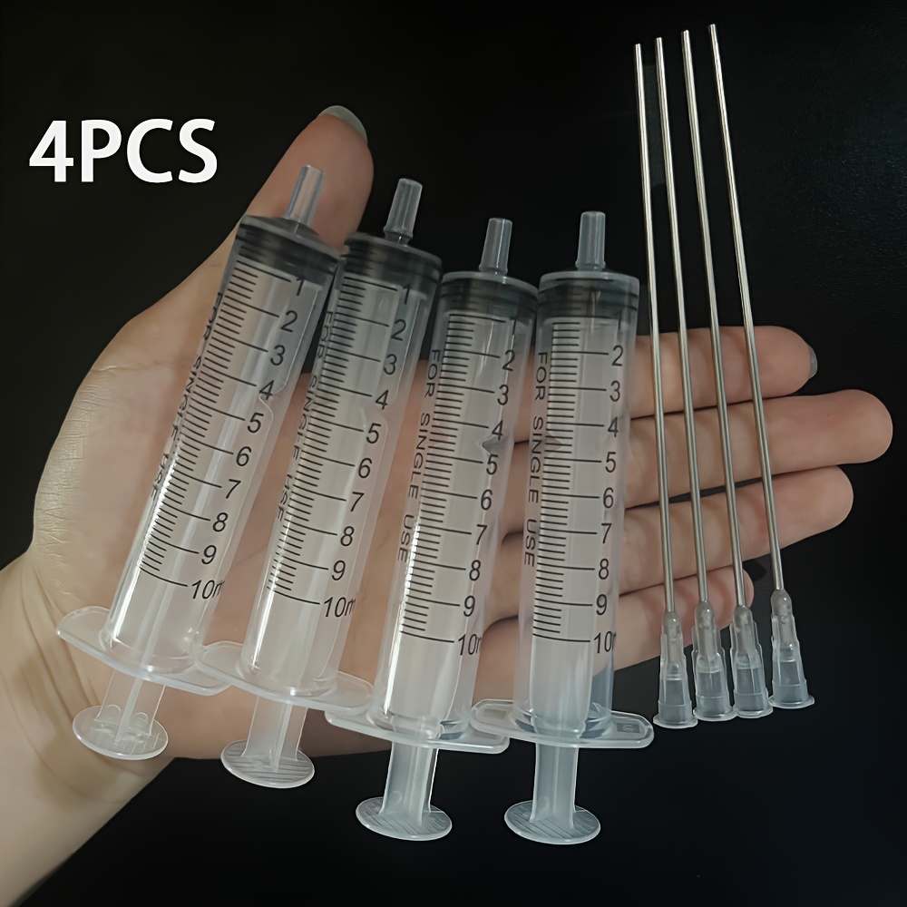 A Set Of 4pcs 10ml Syringes For Ink, Featuring 10cm Long Needles, Suitable For Precise Ink Filling And Liquid Transfer