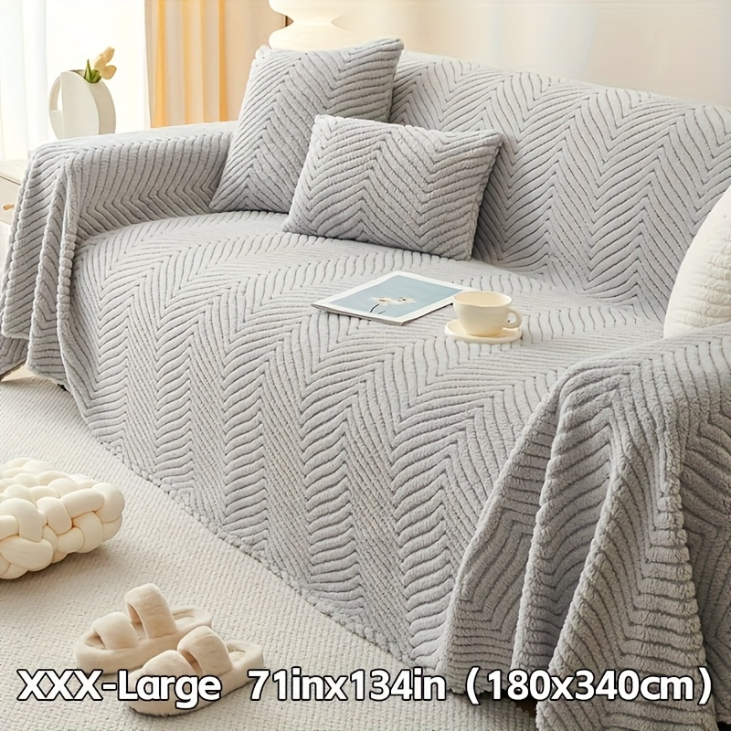 TEMU 1pc Plush Thickened Pet-friendly Non-slip Sofa Cover, Suitable For Living Room/bedroom Sofa Cushion Decorative Throw Blanket, Office/living Room