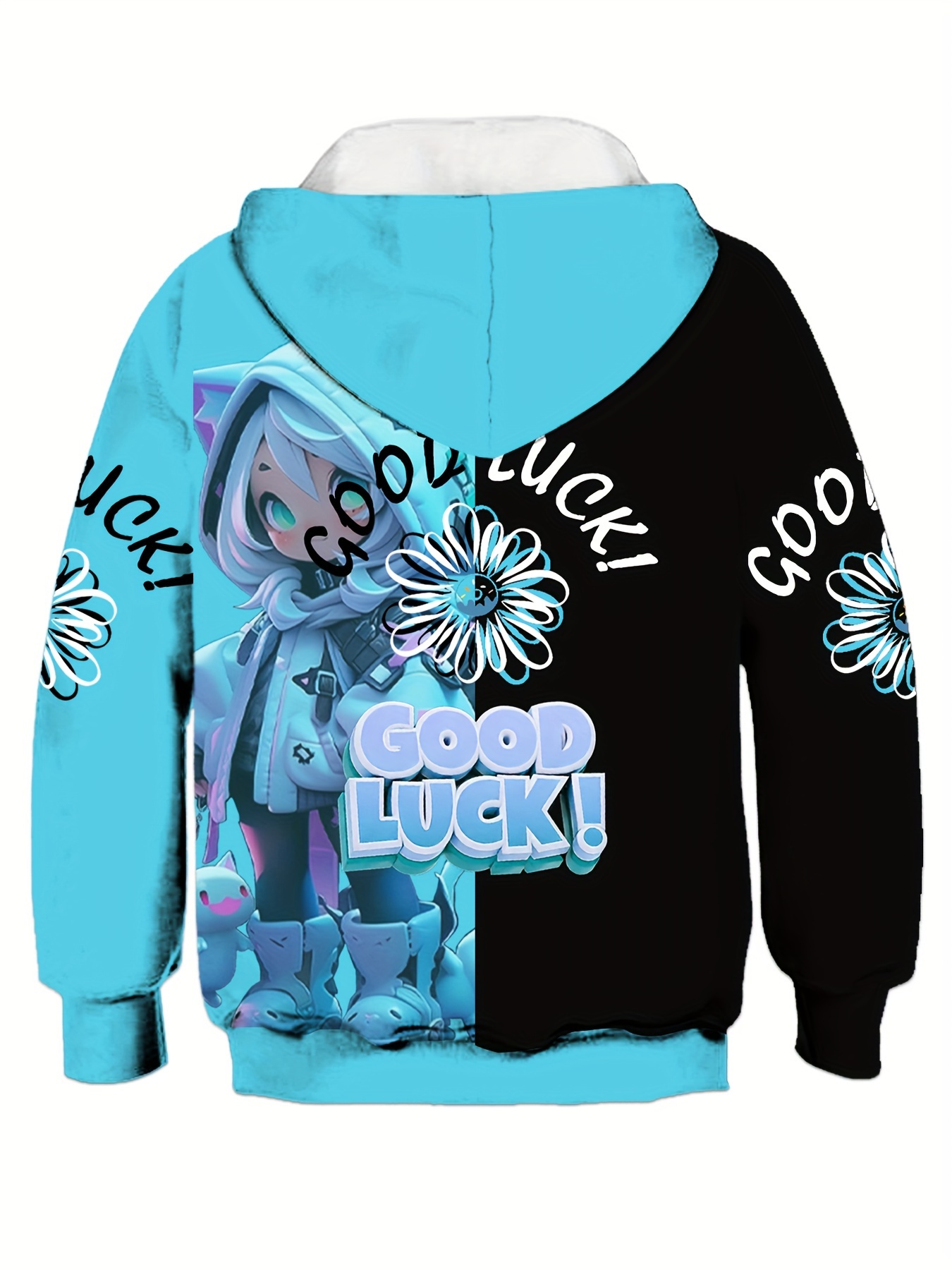 good luck cute hoodie casual polyester knit Temu Norway