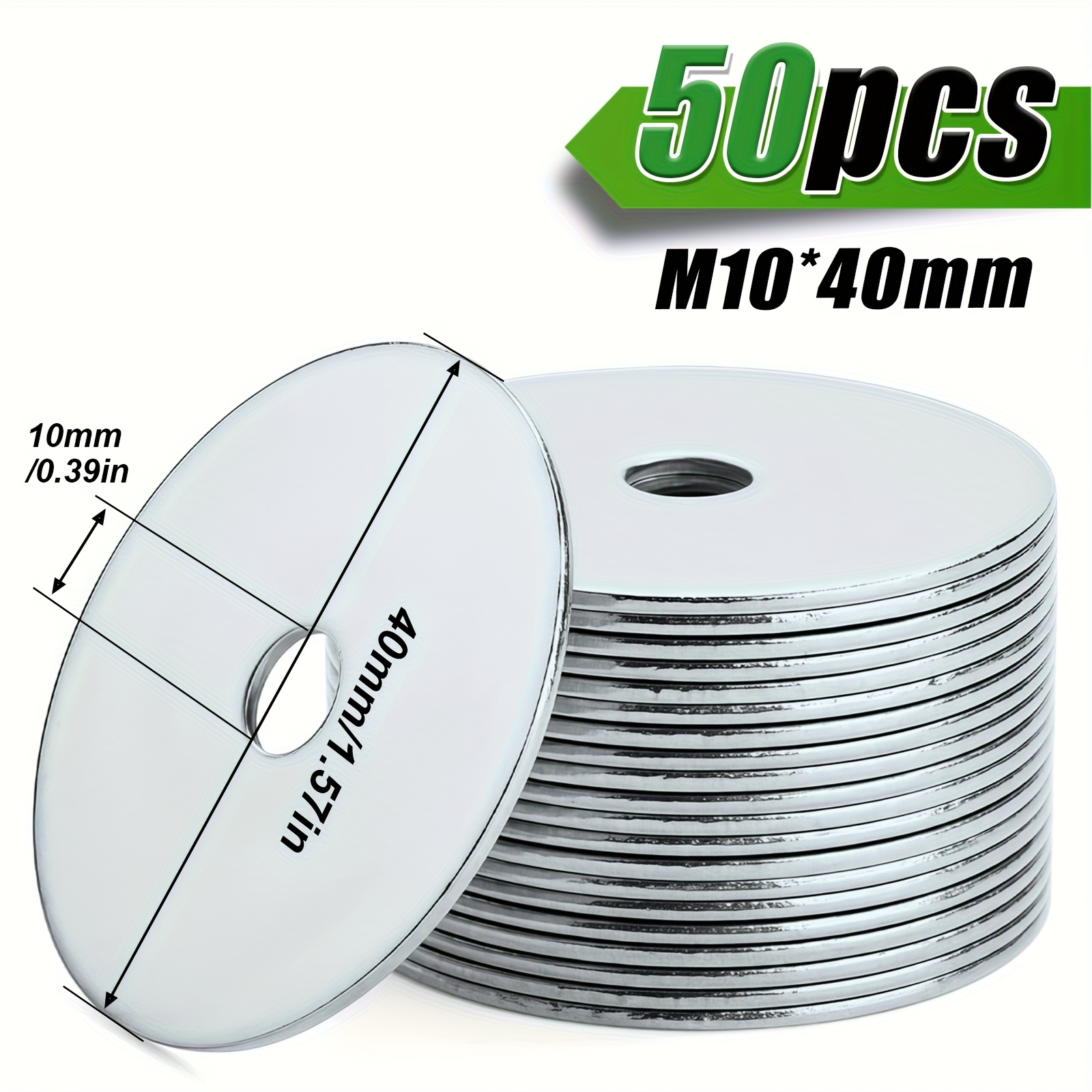 Image of 50pcs Extra-large (heavy-duty) Carbon Steel Galvanized Flat Washers, M6/m10 Mudguard Washers Durable And Sturdy, Prevent Fastener Loosening Suitable For Industrial, And Applications