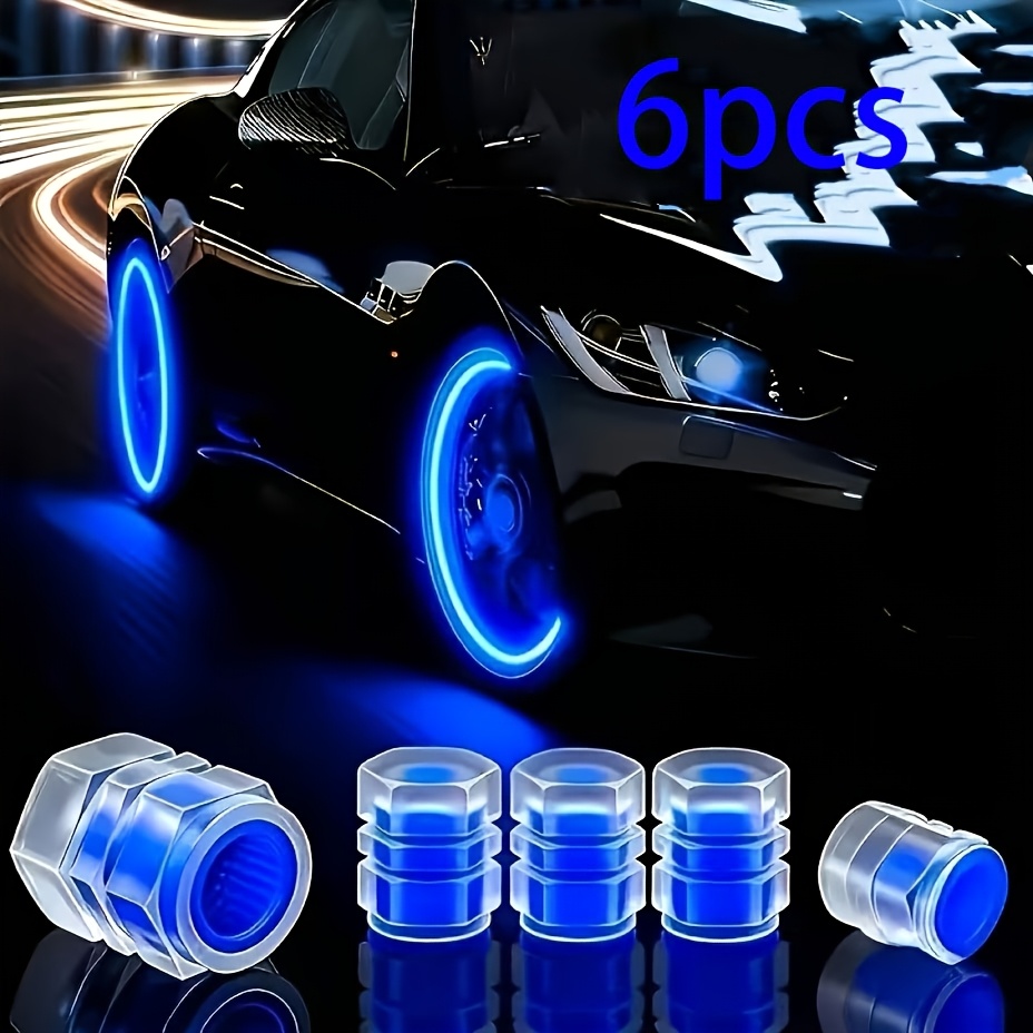 TEMU Upgraded Glow Fluorescent Tire Valve Caps, Fluorescent Tire Valve Cap Set, Durable Material Universal Vehicle Valve Caps, Suitable For All Types