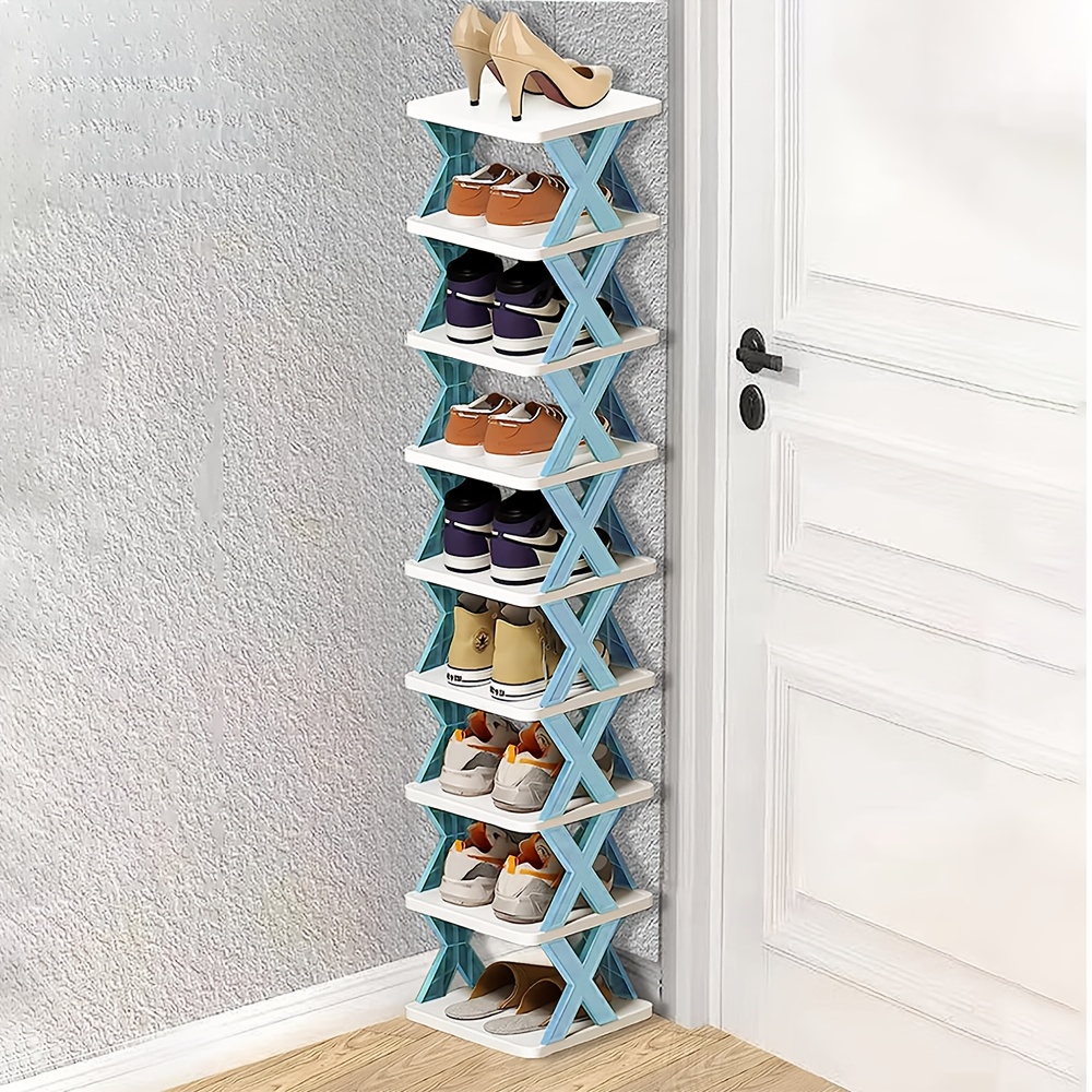 space saving corner shoe rack organizer tall narrow 9 tier sturdy plastic shelf for 6 9 pairs of shoes boots multi purpose storage for entryway closet   room shoes organizer storage entryway organizer   for cooking