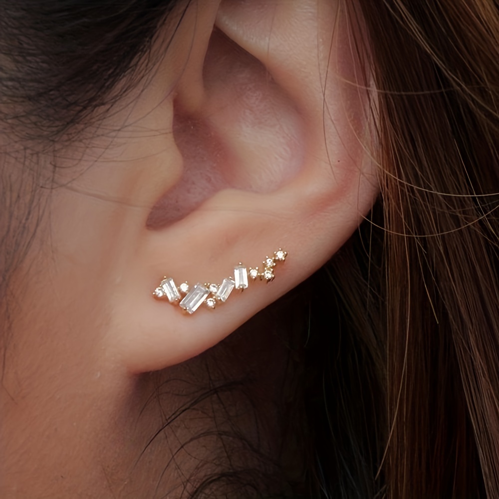 E-shop 1 Paar Damenmode Ohrstecker Kreative längliche synthetische Zirkonia Ohrstecker Damen Party Freizeitkleidung 3 Farben optional
