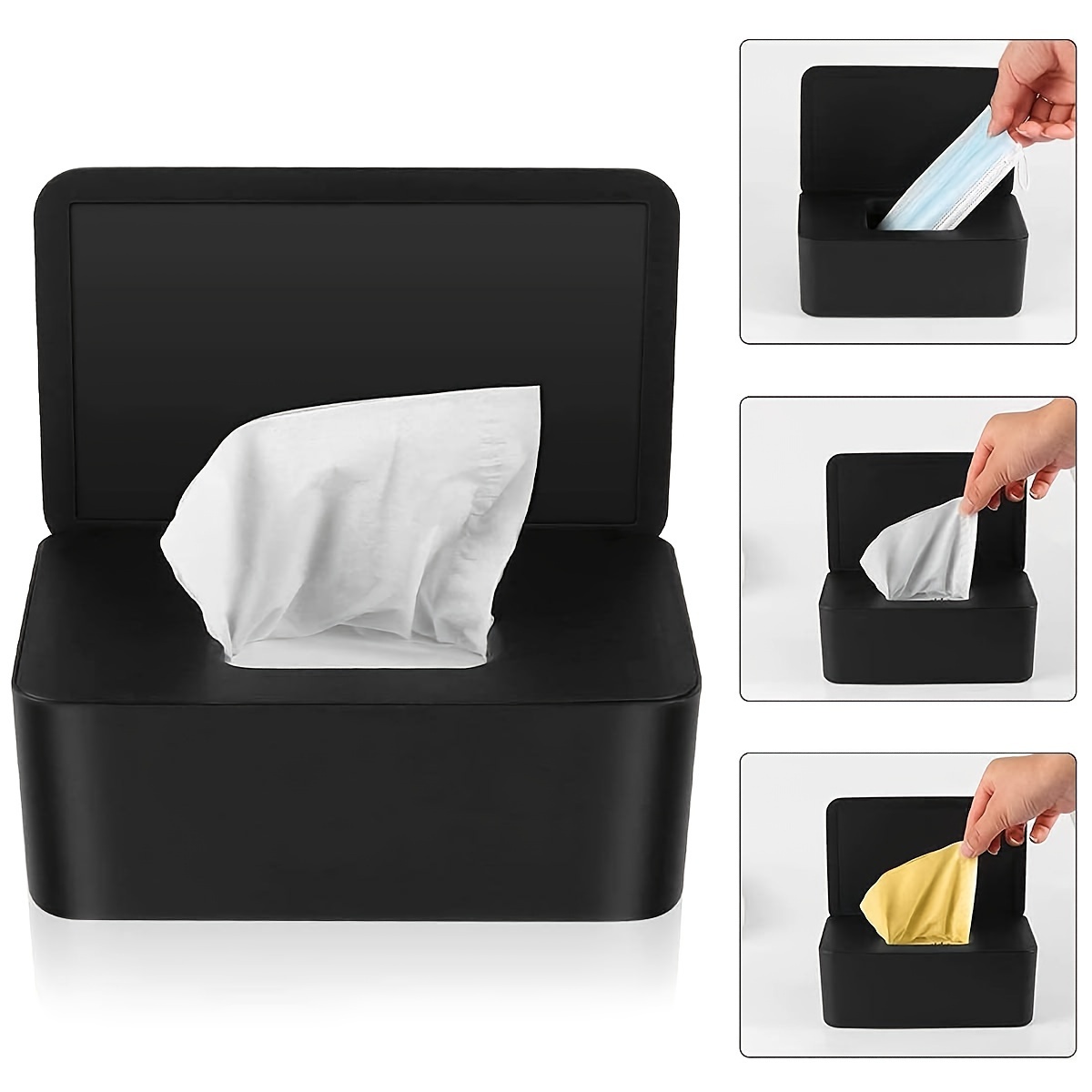 

1pc, Tissue Box, Multi-purpose Plastic Tissue Box, Wet Wipes Dispenser, Mask Storage Case, Durable Organizer For Home & Office Use