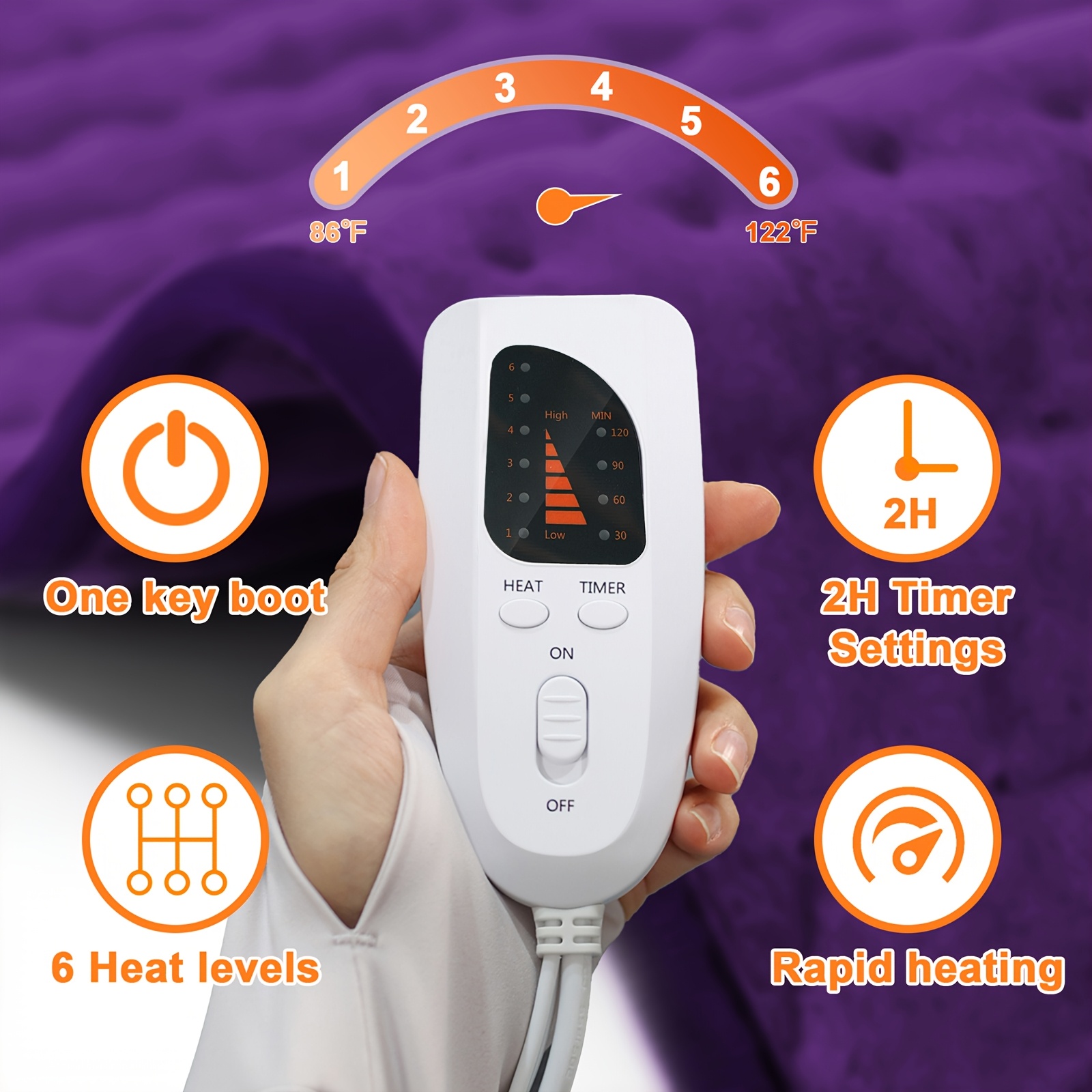xxxl extra large heating pad size   20in 33in 17in 24in 12in 6 temperature levels and 4 time settings portable back neck shoulders and legs heating machine washable   gift for men women parents christmas gift Product details 0