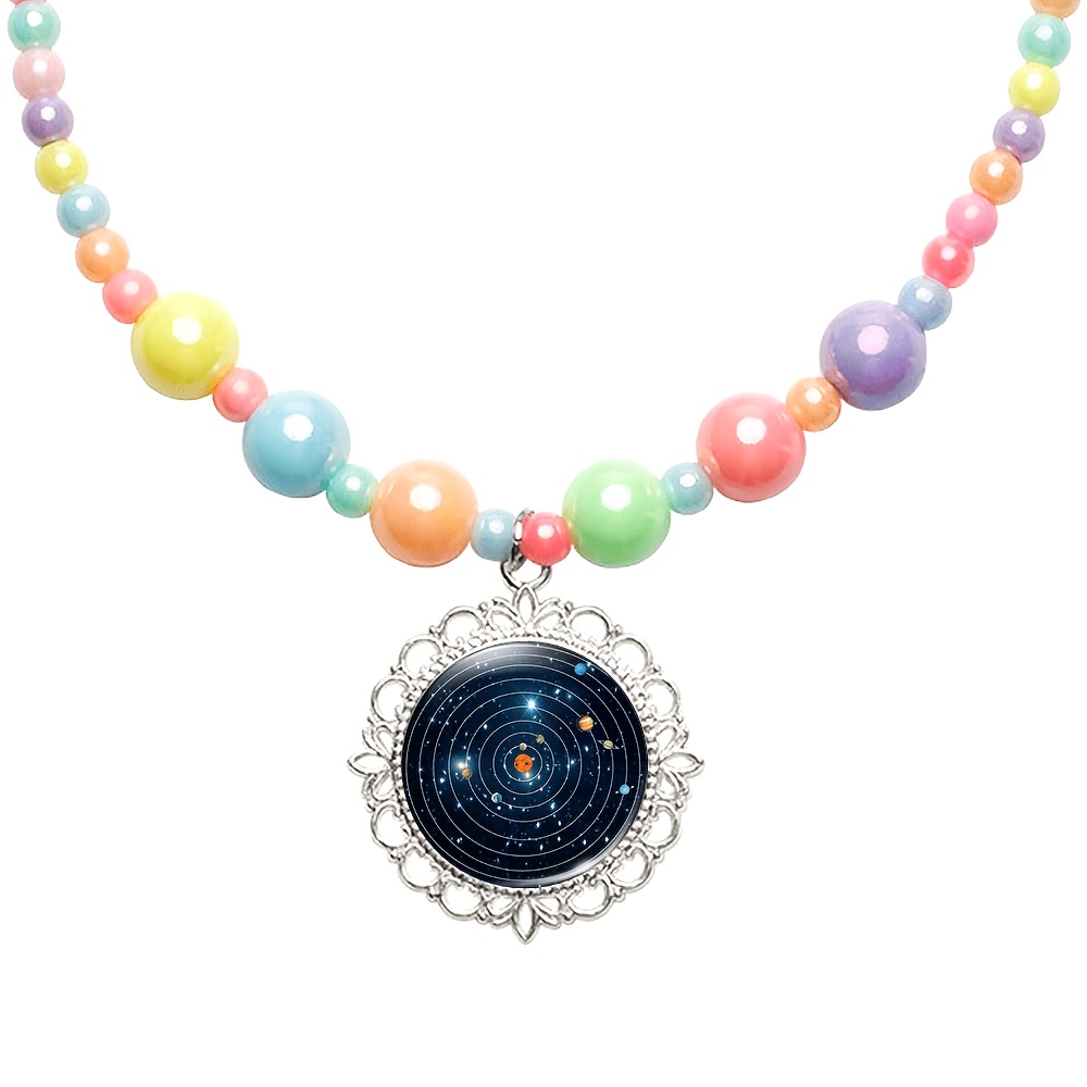 2pc Women's Educational Poster Jewelry Set, Planet Design