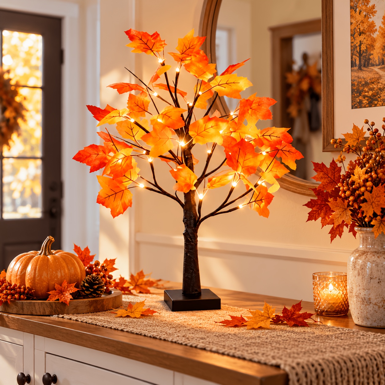 TEMU 1pc Artificial , Battery And Usb Supply, Warm Light Lamp Desktop Decoration, Diy Branches, Suitable For Autumn, Thanksgiving And Christmas, Led