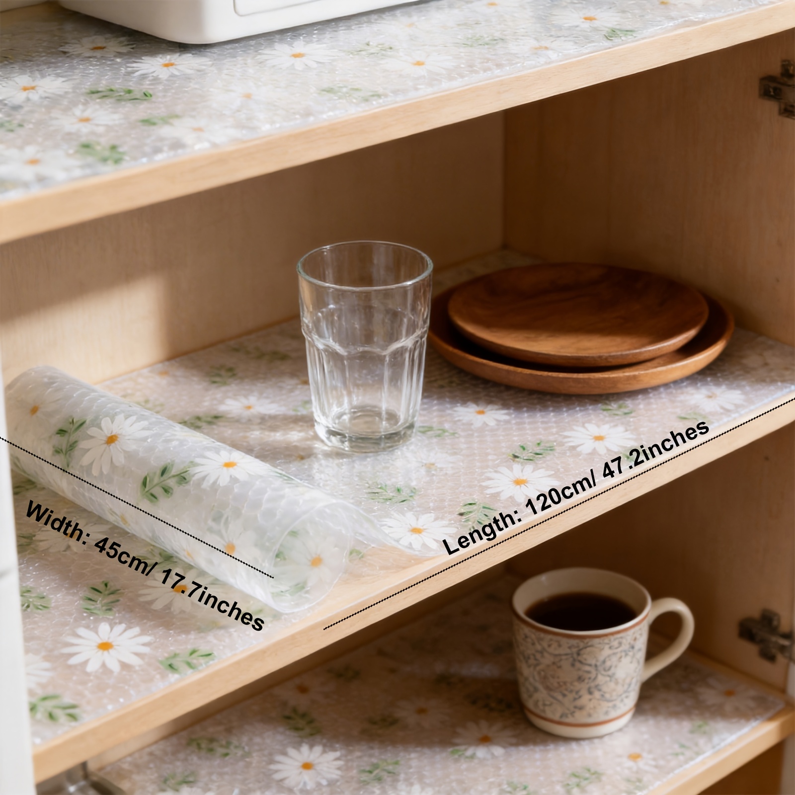 TEMU 1pc Shelf Liner, Premium Cabinet Liner For Kitchen, Non-slip Shelf Liners For Kitchen Cabinets, Waterproof Shelf Liner With Modern Pattern,
