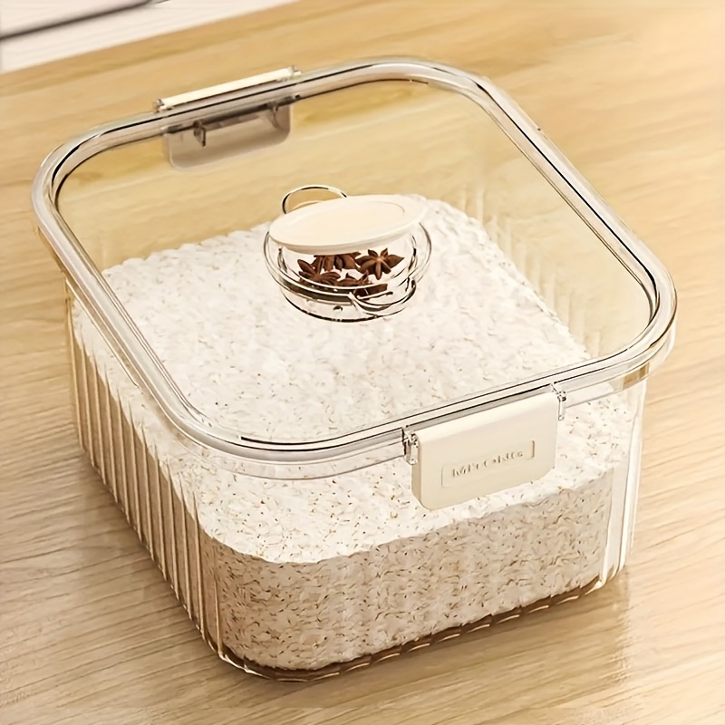 TEMU Household Rice Bucket For Moisture And Insect Prevention, Grain Ingredient Storage Bucket, Rice Bucket Box, Press Rice Cylinder, Storage Bucket,