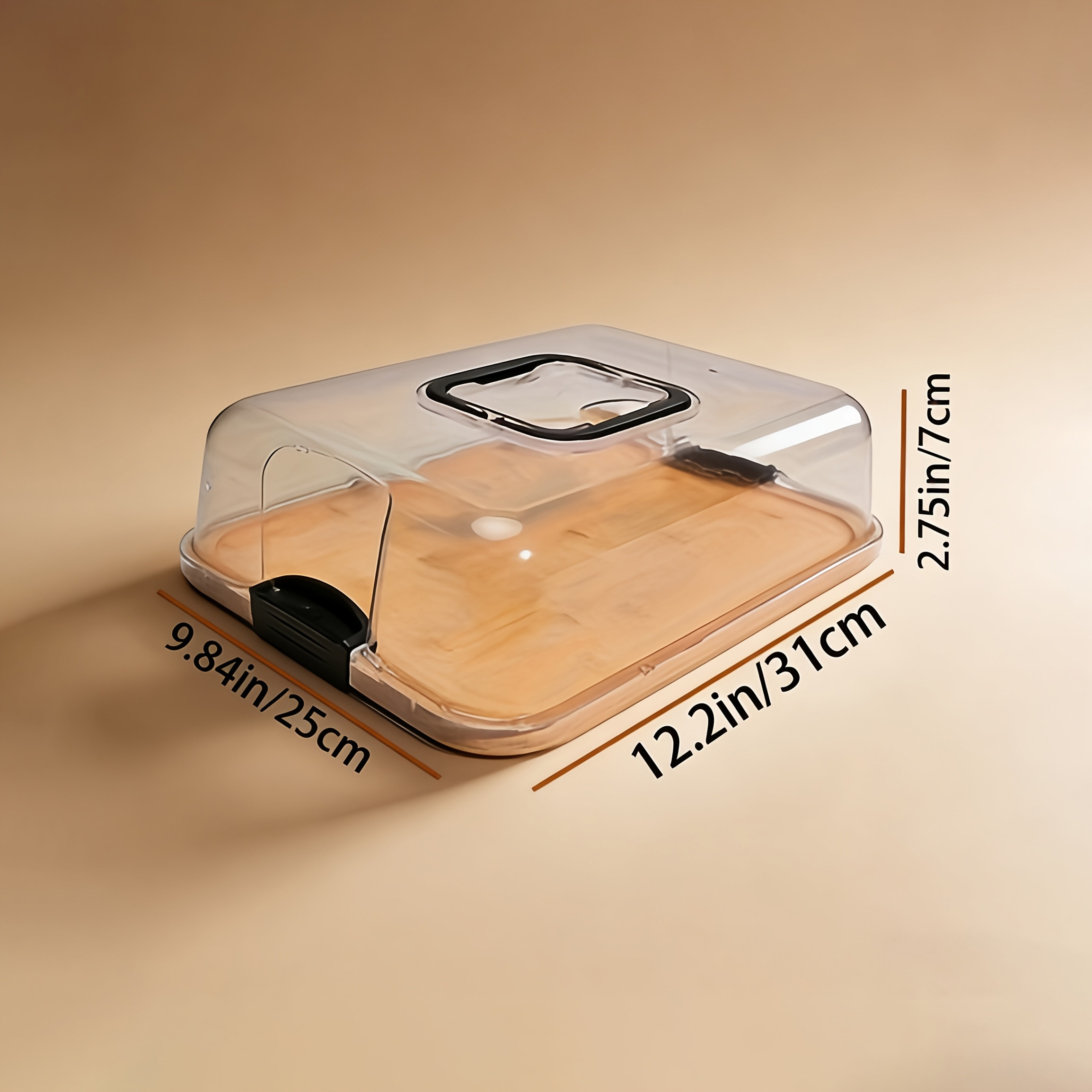 TEMU Tabla de quesos de bambú con transparente con cerradura, cierre a presión seguro, bandeja de servir charcutería duradera y fácil de limpiar,